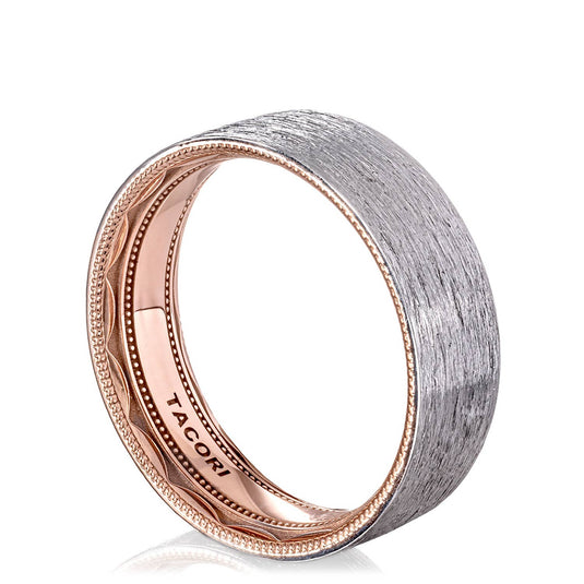 Classic | Classic Two-Tone Flat in Brushed Finish Wedding Band 141-5RB