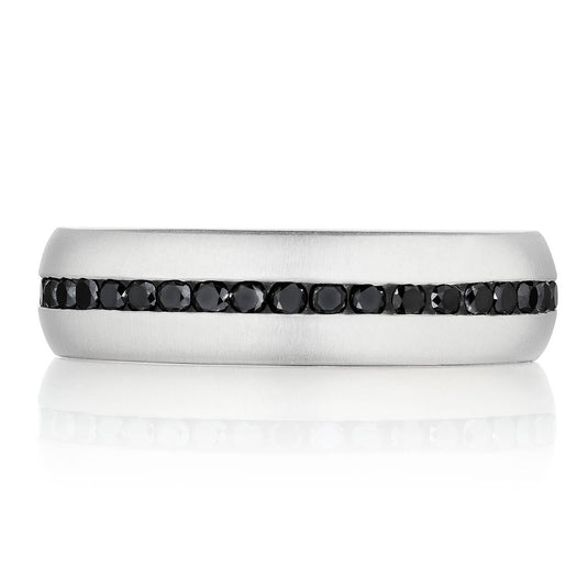 Diamond | Channel Set Black Diamond in Satin Finish Wedding Band 143-6BDS
