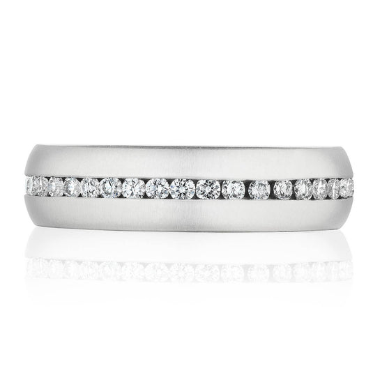 Diamond | Channel Set Diamond in Satin Finish Wedding Band 143-6DS