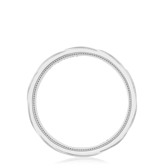 Geometric | Geometric Crescent in Satin Finish Wedding Band 146-7S