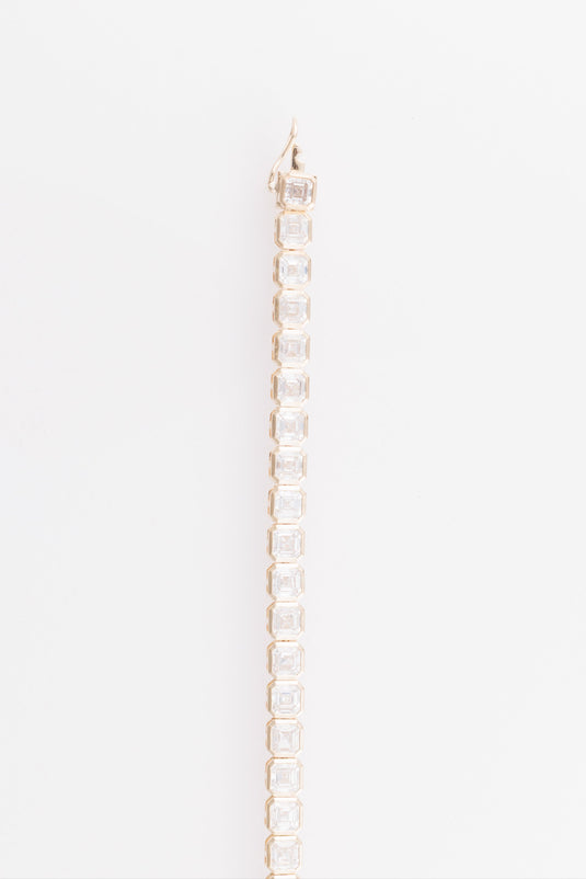 Asscher Cut Lab-Grown Diamond Bezel Tennis Bracelet in 14k Yellow Gold