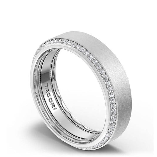 TACORI Couple | Bevel Edge Diamond Wedding Band in Brushed Finish - 7mm 1547DBLG