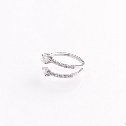 Triple Pear Diamond Ring with Pavé Band – 2.57 ctw, 14K White Gold