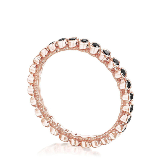 Sculpted Crescent | Round Bezel Droplet Wedding Band with Black Diamond 200-2ETBDPK