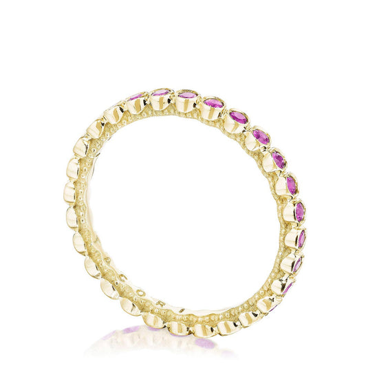Sculpted Crescent | Round Bezel Droplet Wedding Band with Ruby 200-2ETRBY