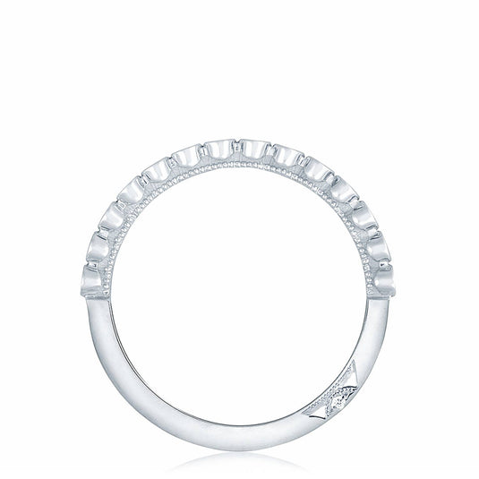 Sculpted Crescent | Round Bezel Droplet Wedding Band with Diamond 200-2
