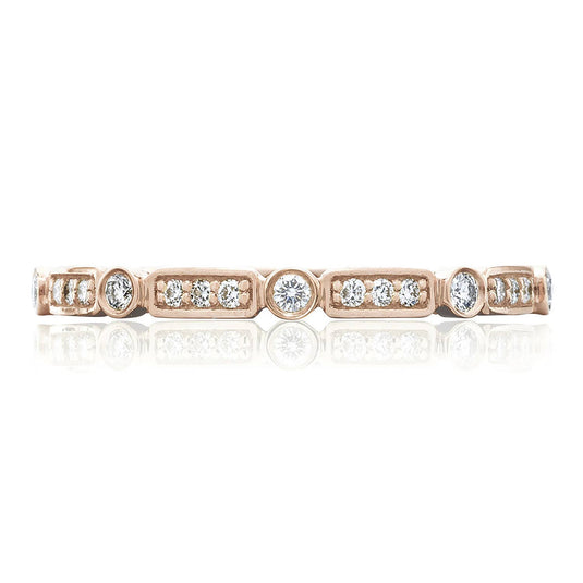 Sculpted Crescent | Round Bezel Droplet with Rectangular Basket Wedding Band 202-2PK