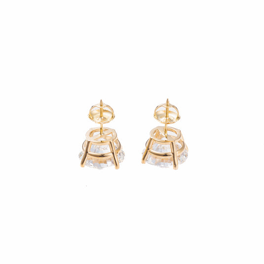 10ct Four-Prong Round Lab-Grown Diamond Stud Earrings in 14k Yellow Gold
