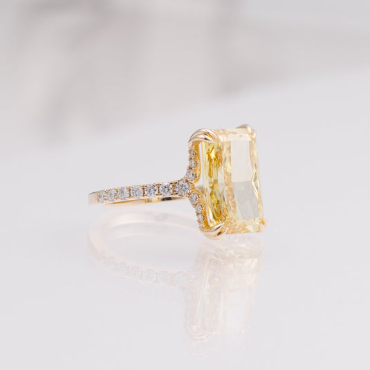 Yellow Radiant 6.28 CT Hidden Halo Pavé Band Engagement Ring