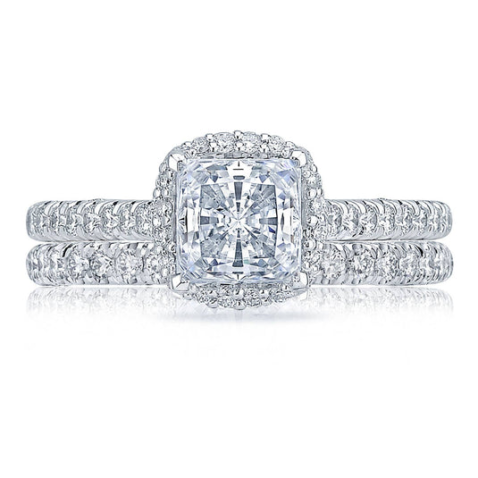 Petite Crescent | Princess with Cushion Bloom Engagement Ring HT2547PR6