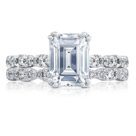 Petite Crescent | Emerald Solitaire Engagement Ring HT2558EC85X65