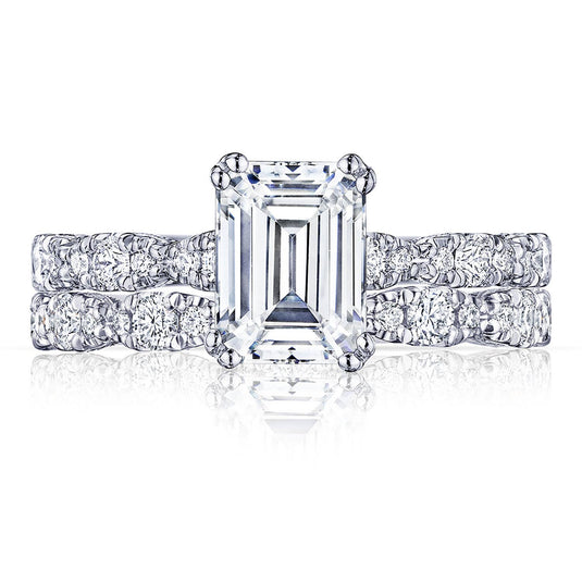 Petite Crescent | Emerald Solitaire Engagement Ring HT2559EC8X6