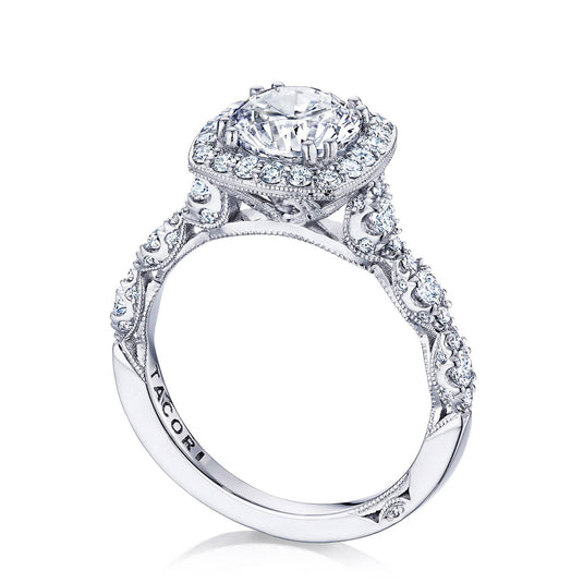 Petite Crescent | Round with Cushion Bloom Engagement Ring HT2560CU65
