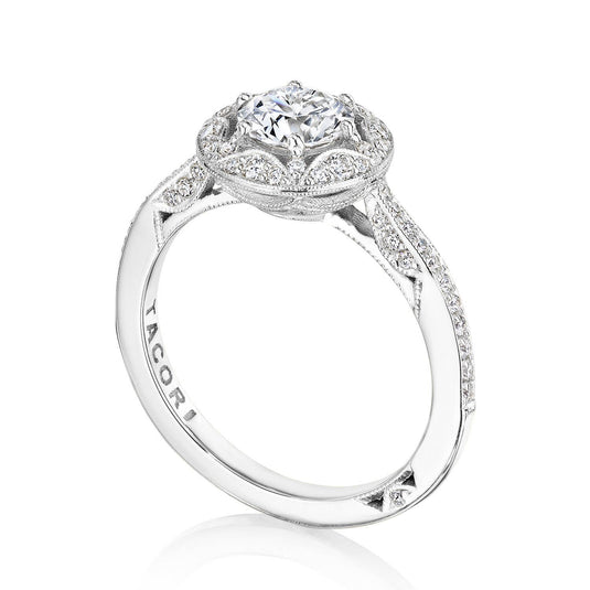 Crescent Chandelier | Round Bloom Engagement Ring HT2568RD6
