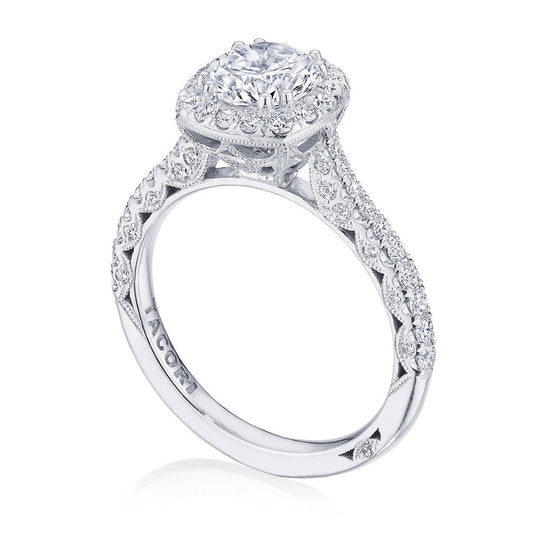 Petite Crescent | Round with Cushion Bloom Engagement Ring HT2571CU85