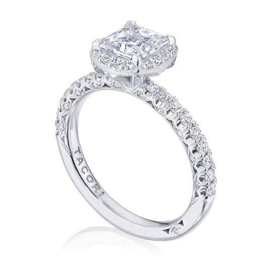 Petite Crescent | Princess with Cushion Bloom Engagement Ring HT2572PR55Y