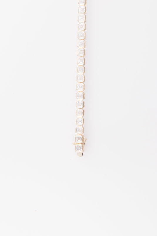 Asscher Cut Lab-Grown Diamond Bezel Tennis Bracelet in 14k Yellow Gold