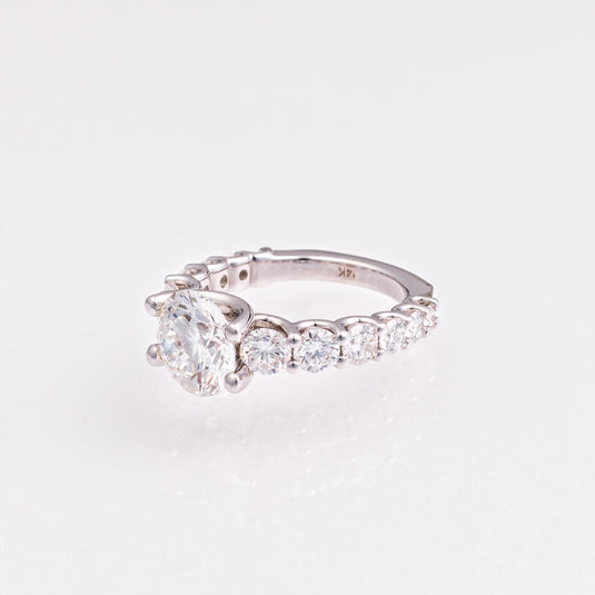 3 CT. IGI Certified Lab-Grown Diamond Graduated Engagement Ring 14k White Gold