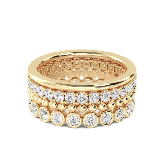 4-Band Mix and Match Lab-Grown Diamond Ring Set in 14k Yellow Gold