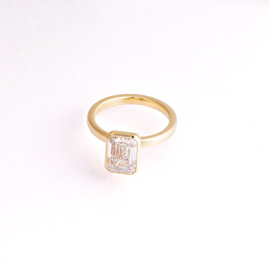 3.03 CT Emerald Cut Lab-Grown Diamond Engagement Ring