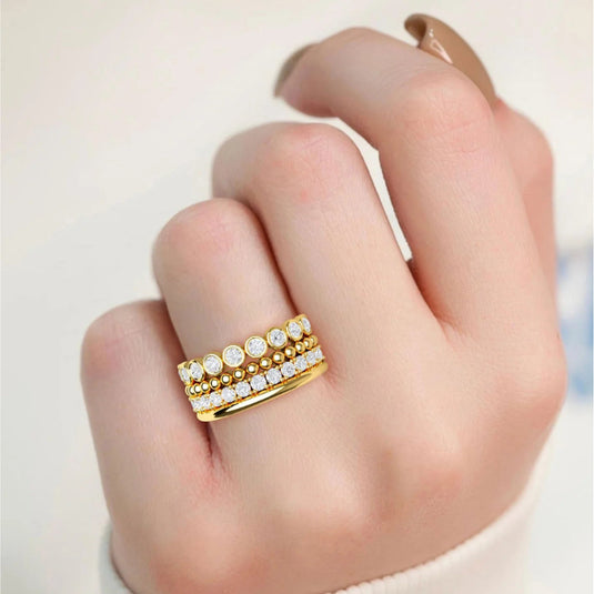 4-Band Mix and Match Lab-Grown Diamond Ring Set in 14k Yellow Gold