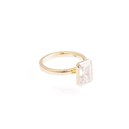 3.03 CT Emerald Cut Lab-Grown Diamond Engagement Ring