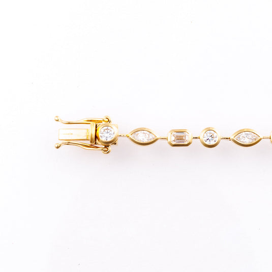 Fancy Shape Lab-Grown Diamond Bezel Tennis Bracelet in 14k Yellow Gold
