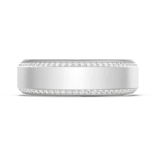 TACORI Couple | Bevel Edge Diamond Wedding Band in Satin Finish - 7mm 1547DSLG