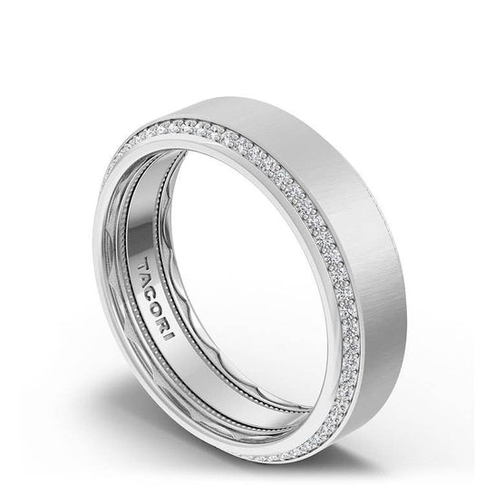 TACORI Couple | Bevel Edge Diamond Wedding Band in Satin Finish - 7mm 1547DSLG