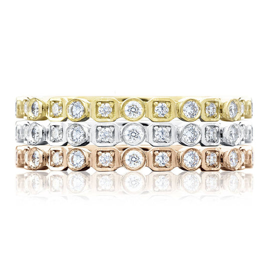 Sculpted Crescent | Round Bezel Droplet with Square Accent Wedding Band 201-2W