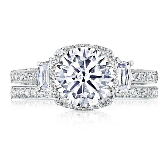 Dantela | Round with Cushion 3-Stone Engagement Ring 2663CU8