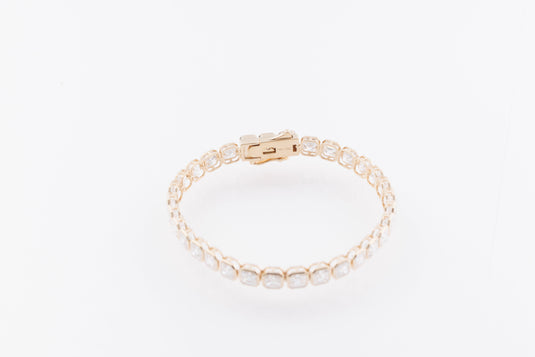 Asscher Cut Lab-Grown Diamond Bezel Tennis Bracelet in 14k Yellow Gold