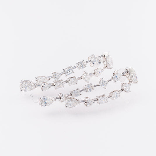 Fancy Shape Duo Drop Lab-Grown Diamond Earrings in 14k White Gold