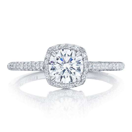 Petite Crescent | Round with Cushion Bloom Engagement Ring HT254715CU65
