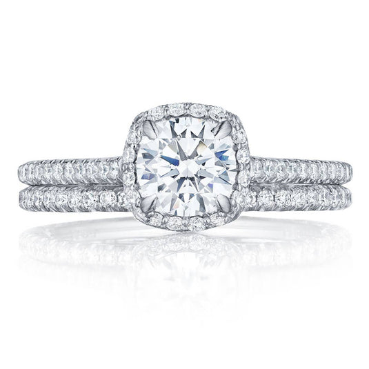 Petite Crescent | Round with Cushion Bloom Engagement Ring HT254715CU65