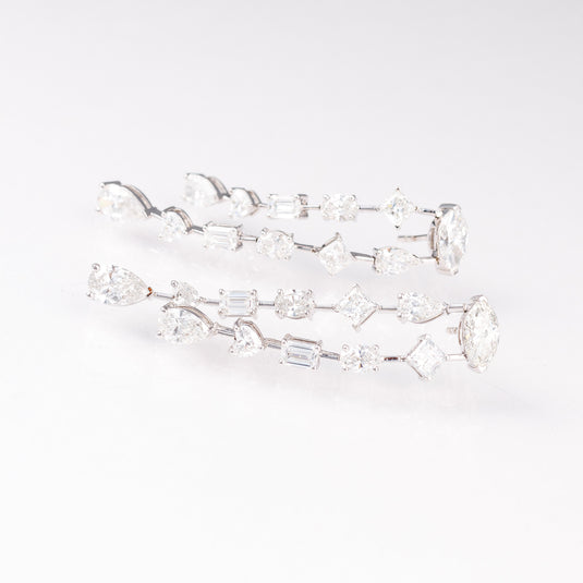 Fancy Shape Duo Drop Lab-Grown Diamond Earrings in 14k White Gold