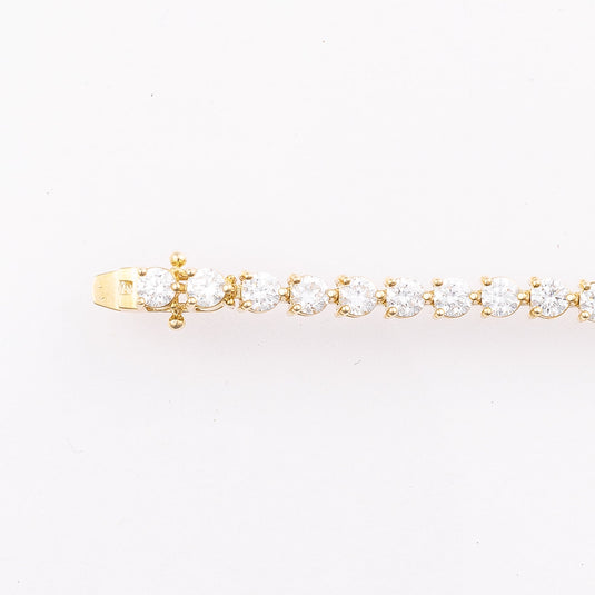 Three-Prong Round Lab-Grown Diamond Tennis Bracelet in 14k Yellow Gold
